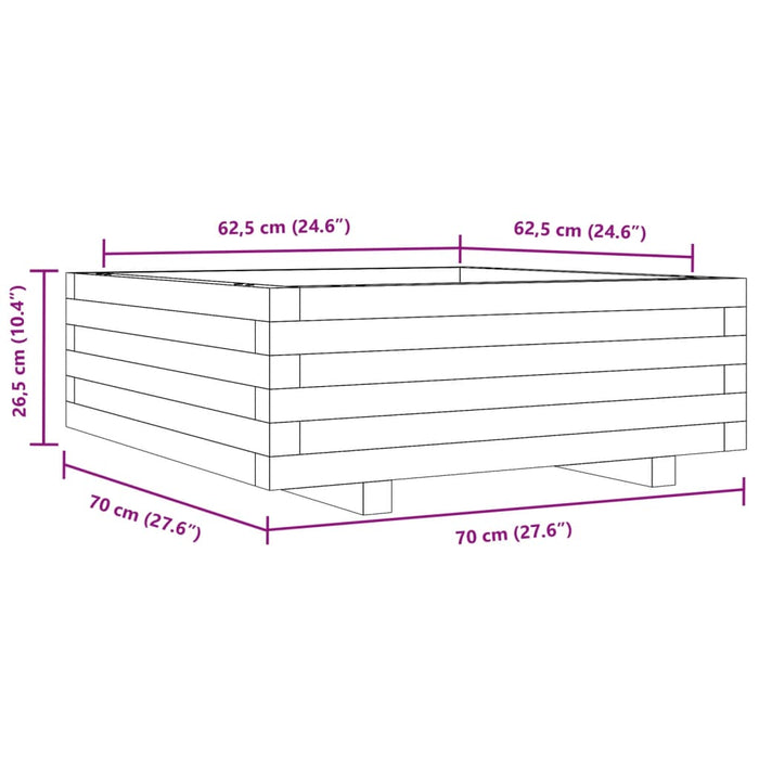 Jardiniera De Gradina Ceara Maro 70x70x26,5 cm Lemn Masivul Pin