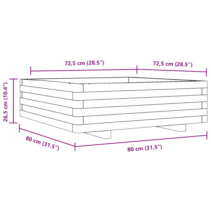 Градинска кашпа 80x80x26,5 см. Бор от масив