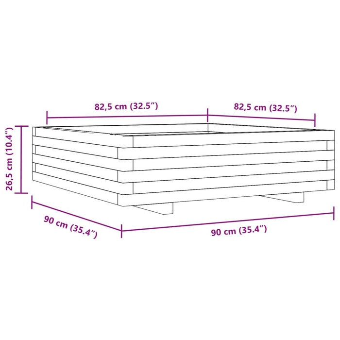 Jardiniera De Gradina 90x90x26,5 cm Lemn Masivul Pin