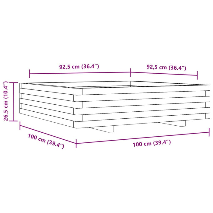 Jardiniera De Gradina Alb 100x100x26,5 cm Lemn Masivul Pin