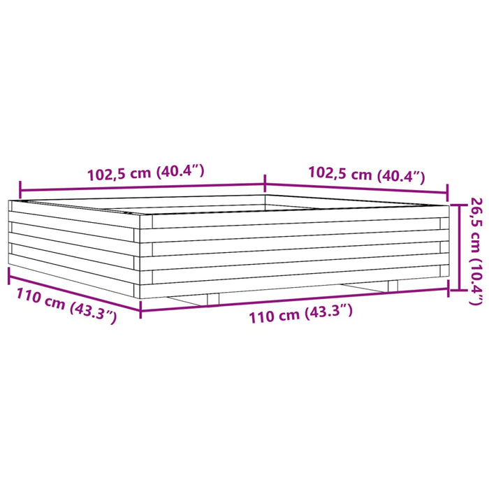 Jardiniera De Gradina Alb 110x110x26,5 cm Lemn Masivul Pin