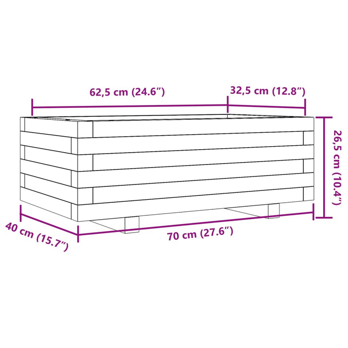 Jardiniera De Gradina Ceara Maro 70x40x26,5 cm Lemn Masivul Pin