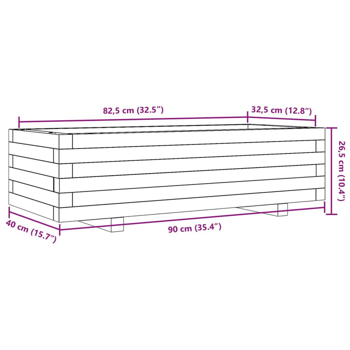 Jardiniera De Gradina Ceara Maro 90x40x26,5 cm Lemn Masivul Pin