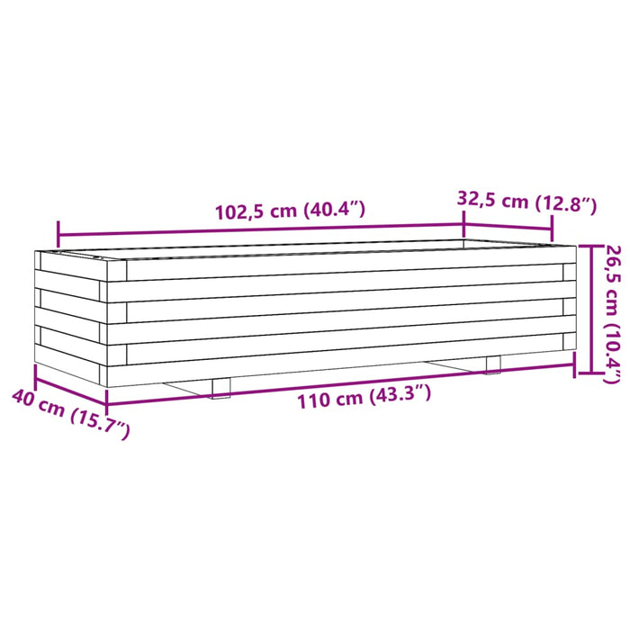 Jardiniera De Gradina Ceara Maro 110x40x26,5 cm Lemn Masivul Pin