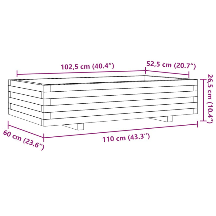 Jardiniera De Gradina Alb 110x60x26,5 cm Lemn Masivul Pin