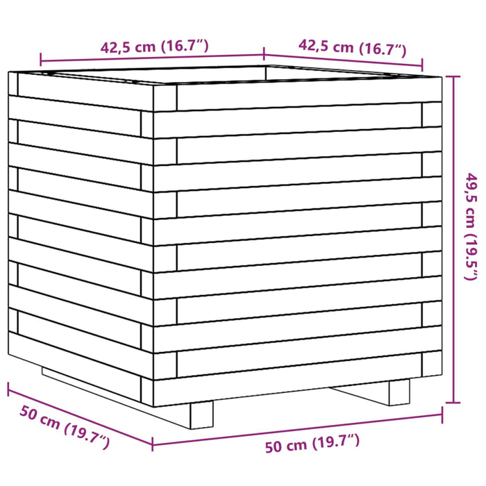 Jardiniera De Gradina Ceara Maro 50x50x49,5 cm Lemn Masivul Pin