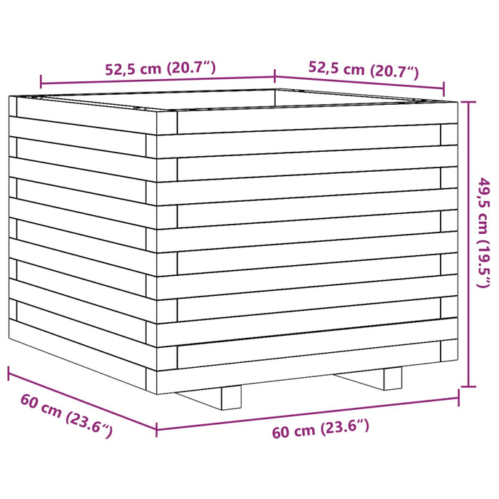 Garden Planter 60x60x49.5 cm Solid Wood Pine