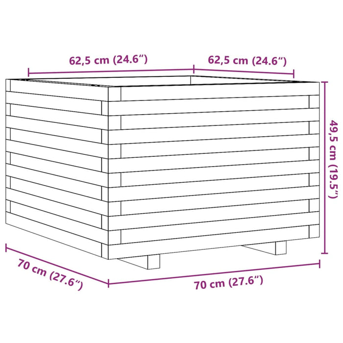 Градинска кашпа 70x70x49,5 см масивно дърво бор