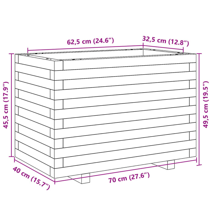 Jardiniera De Gradina Ceara Maro 70x40x49,5 cm Lemn Masivul Pin