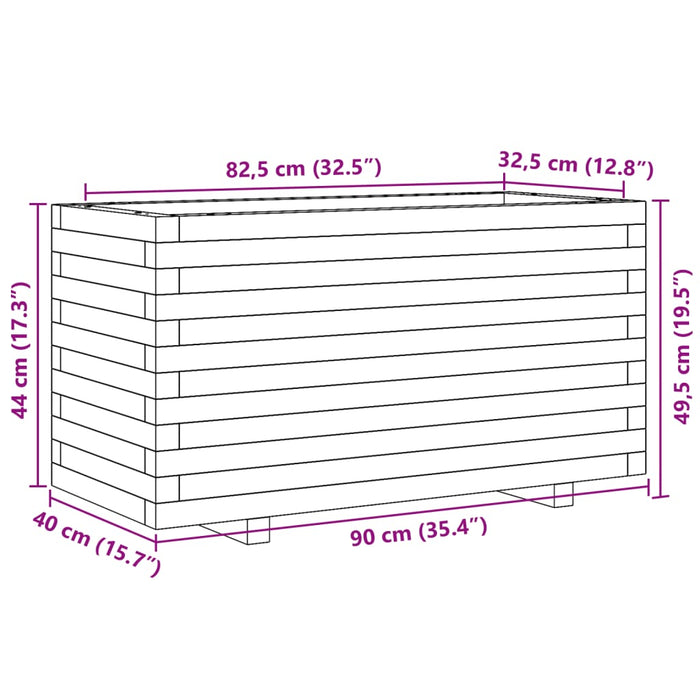 Jardiniera De Gradina Ceara Maro 90x40x49,5 cm Lemn Masivul Pin