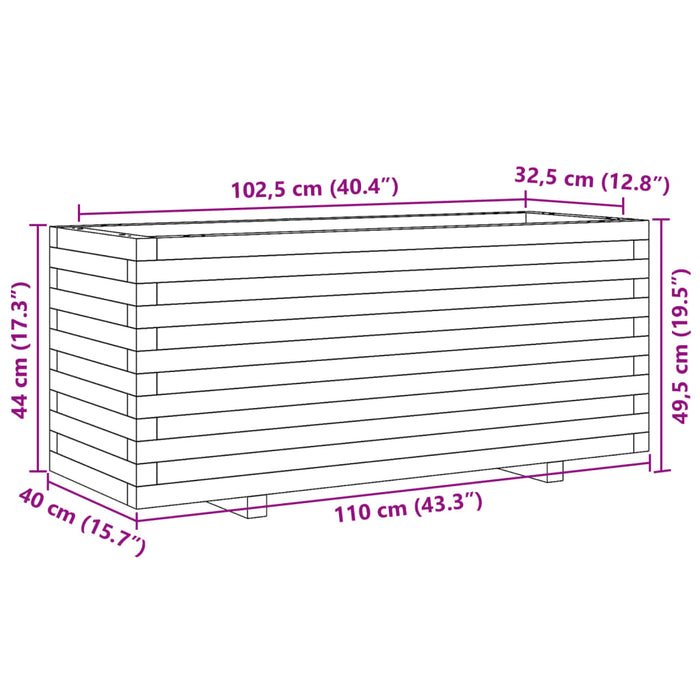 Jardiniera De Gradina Alb 110x40x49,5 cm Lemn Masivul Pin