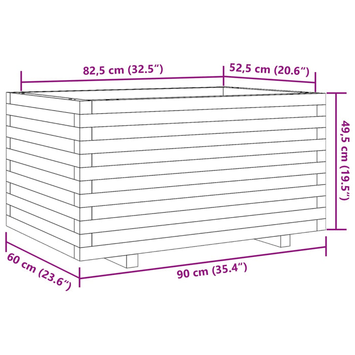 Jardiniera De Gradina Ceara Maro 90x60x49,5 cm Lemn Masivul Pin