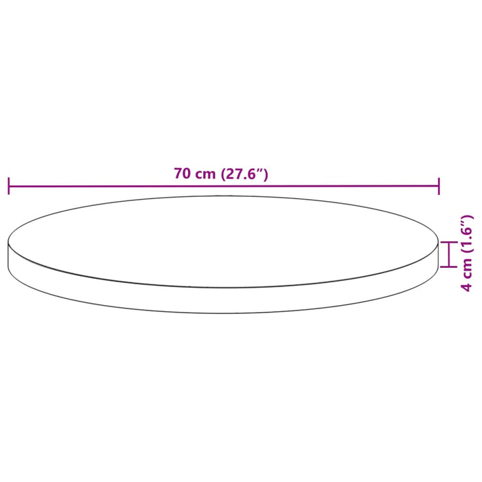 Table Top Round Ø70x4 cm Solid Wood Acacia