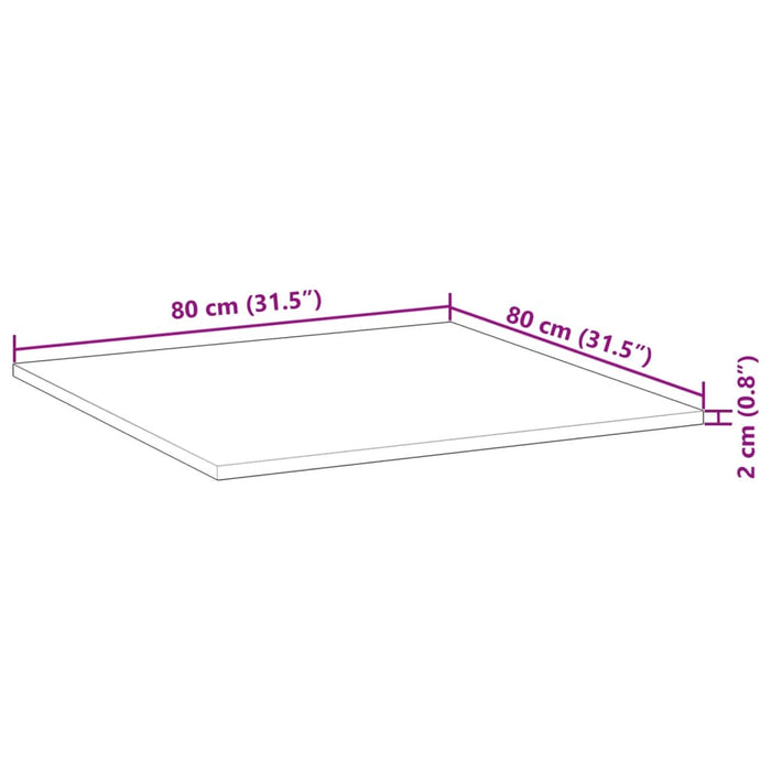 Квадратен плот за маса 80x80x2 см масивна акация