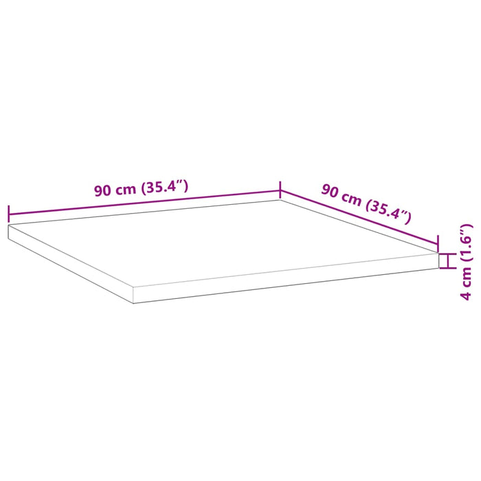 Столешница квадратная 90x90x4 см из массива акации