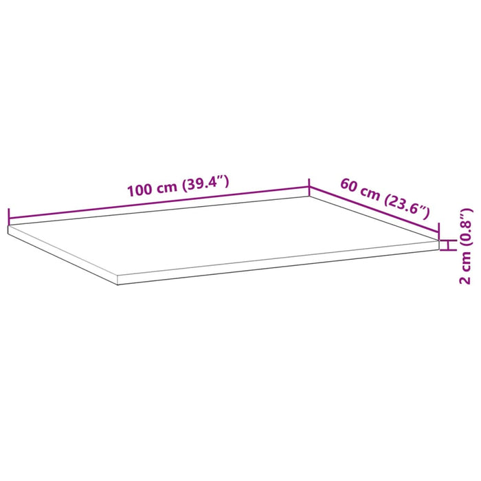 Плот за маса правоъгълен 100x60x2 см масивна акация