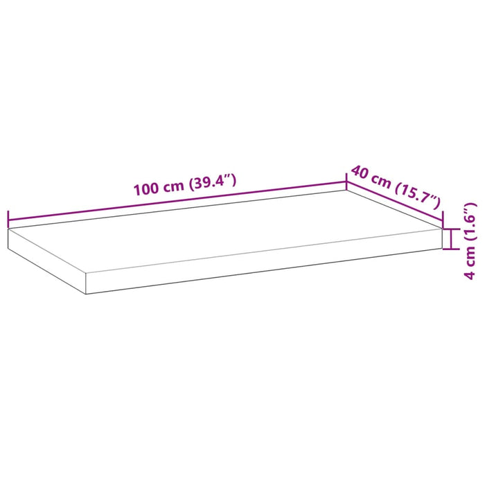 Table Top 100x40x4 cm Rectangular Solid Wood Acacia