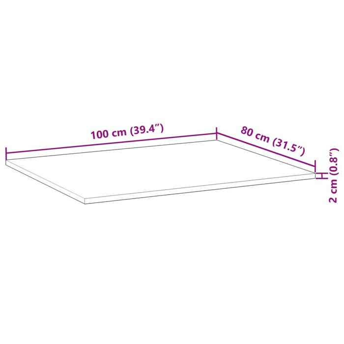 Плот за маса правоъгълен 100x80x2 см масивна акация