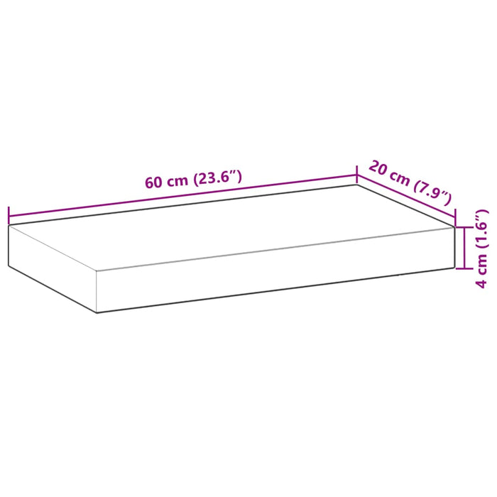 Столешница 60x20x4 см прямоугольная из массива акации