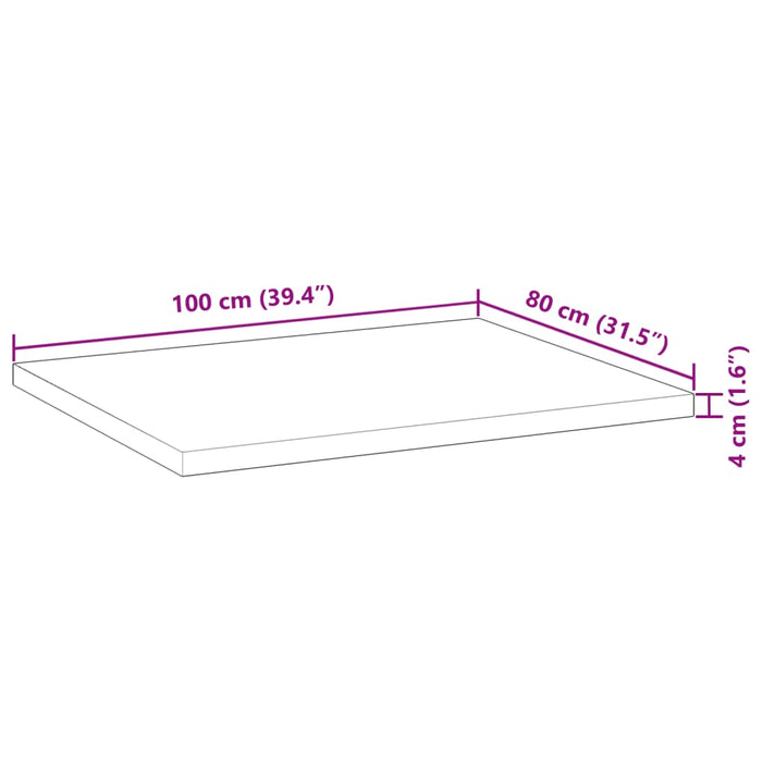 Столешница прямоугольная 100x80x4 см Массив дерева Акация