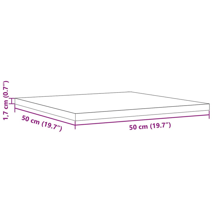 Плот за маса 50x50x1,7 см квадратен бор от масив