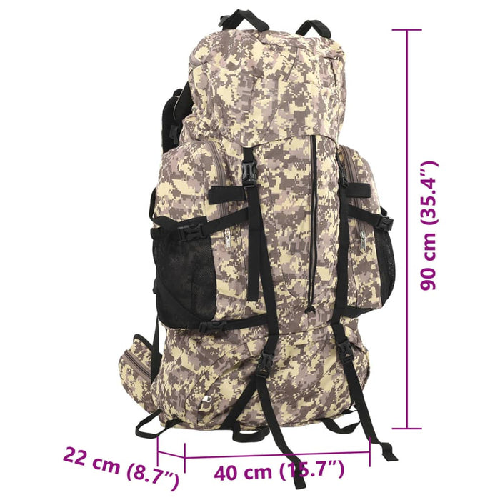 Hiking Backpack Camel Brown Camouflage 100 L Oxford Fabric