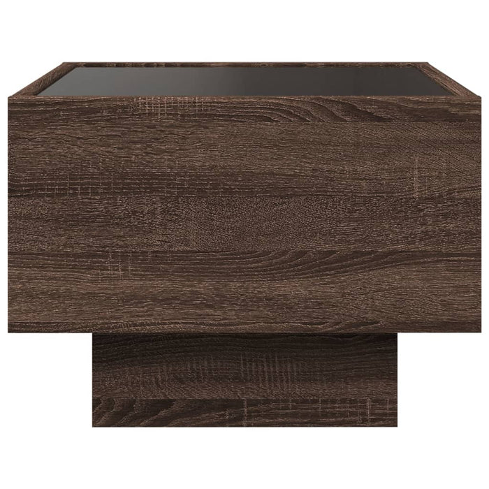 Приставной столик со светодиодной подсветкой Brown Oak 40x40x30 см Инженерное дерево