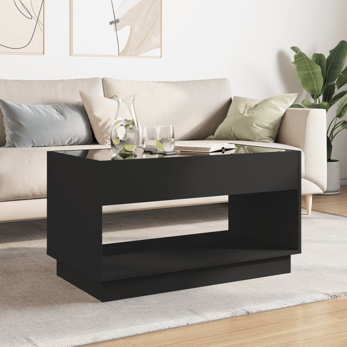 Coffee Table with Infinity LED Black 90x50x50 cm