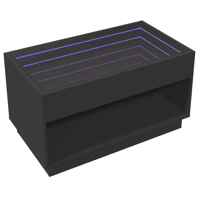 Coffee Table with Infinity LED Black 90x50x50 cm