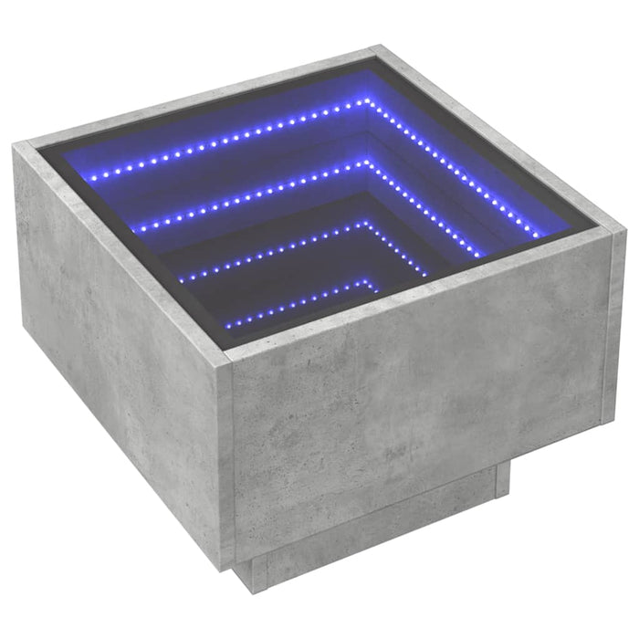 Bedside Table with Infinity LED Concrete Grey 40x40x30 cm