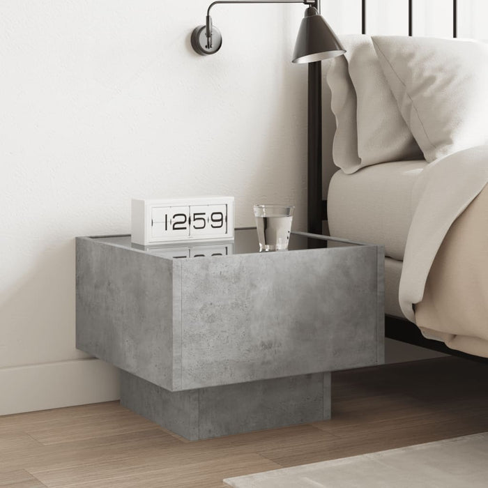 Bedside Table with Infinity LED Concrete Grey 40x40x30 cm