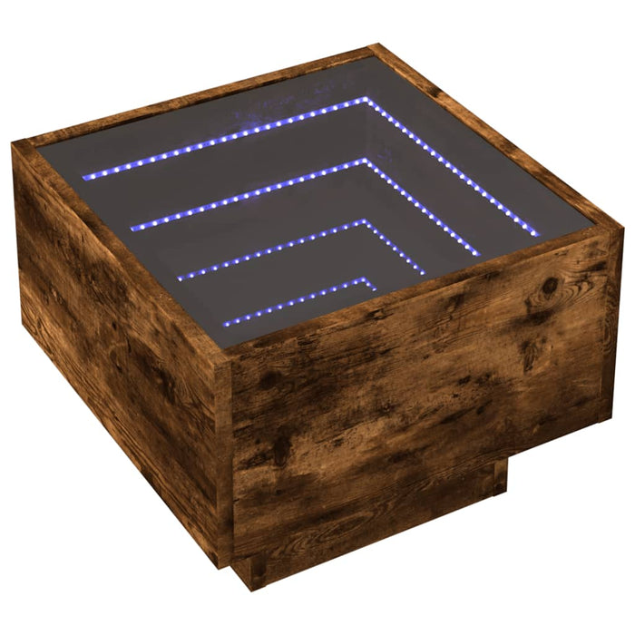 Bedside Table with Infinity LED Smoked Oak 40x40x30 cm