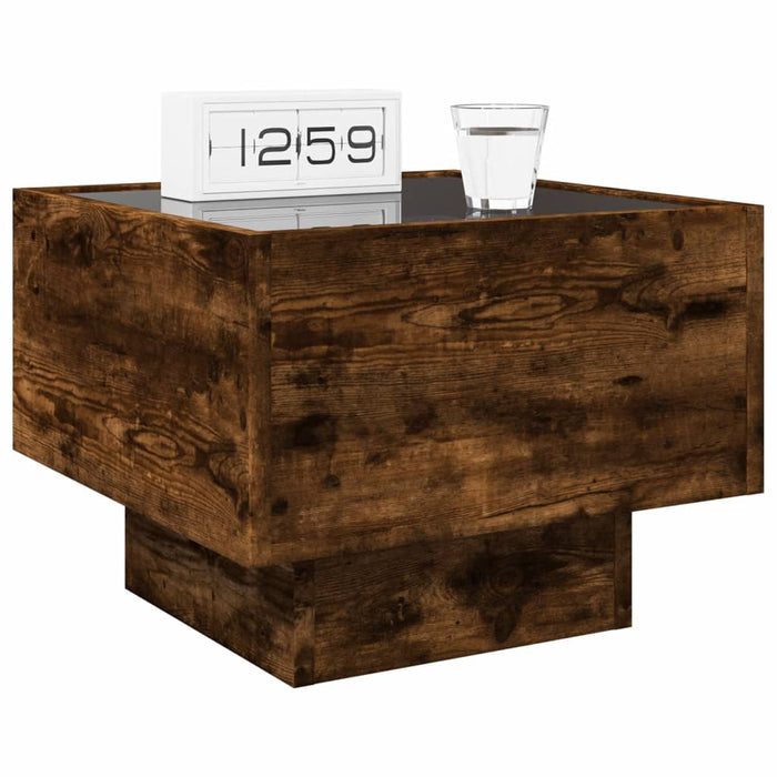 Bedside Table with Infinity LED Smoked Oak 40x40x30 cm