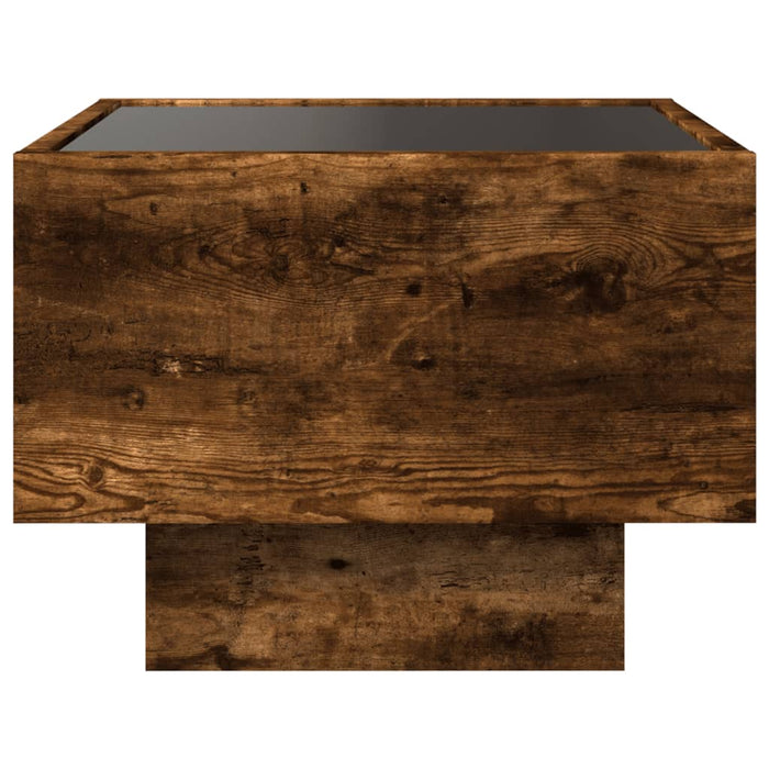 Bedside Table with Infinity LED Smoked Oak 40x40x30 cm