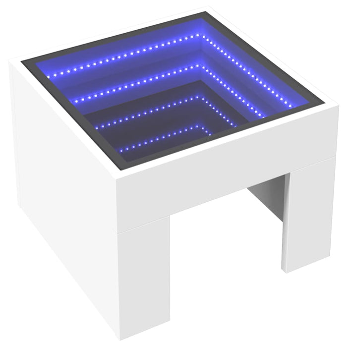 Bedside Table with Infinity LED White 40x40x30 cm