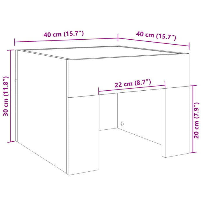 Bedside Table with Infinity LED White 40x40x30 cm