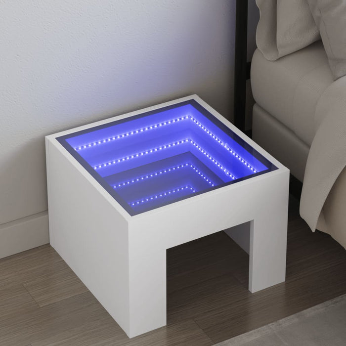 Bedside Table with Infinity LED White 40x40x30 cm