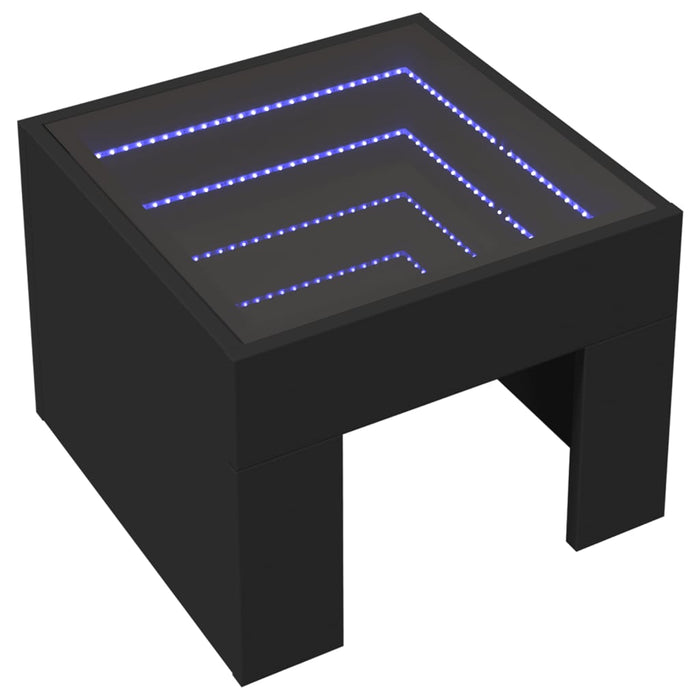 Bedside Table with Infinity LED Black 40x40x30 cm