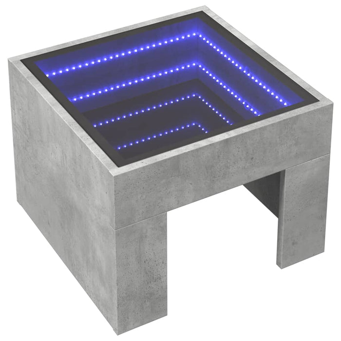 Bedside Table with Infinity LED Concrete Grey 40x40x30 cm