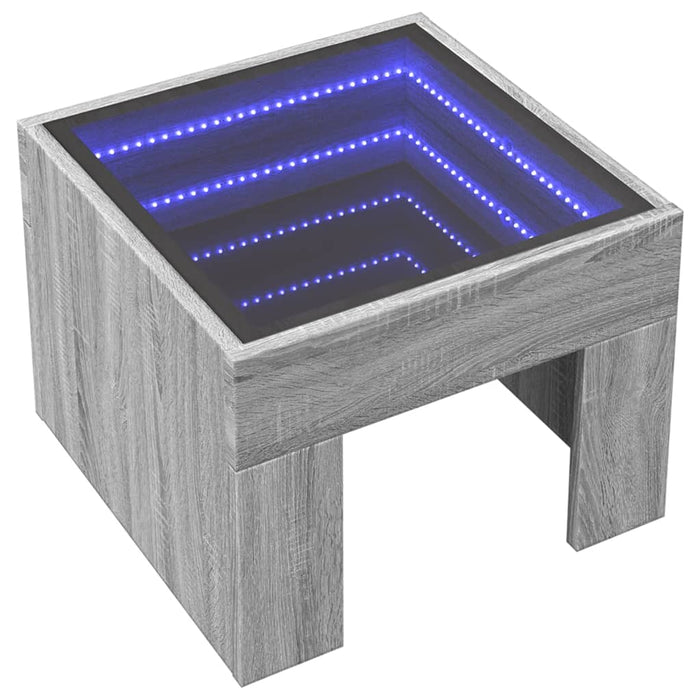 Bedside Table with Infinity LED Grey Sonoma 40x40x30 cm