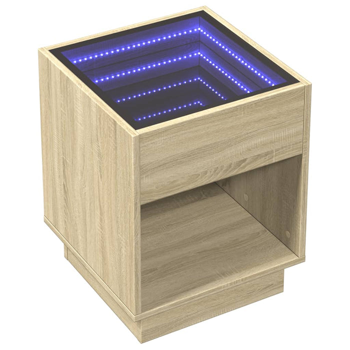 Bedside Table with Infinity LED Sonoma Oak 40x40x50 cm