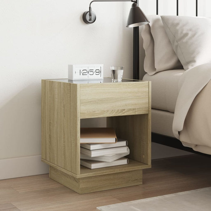 Bedside Table with Infinity LED Sonoma Oak 40x40x50 cm