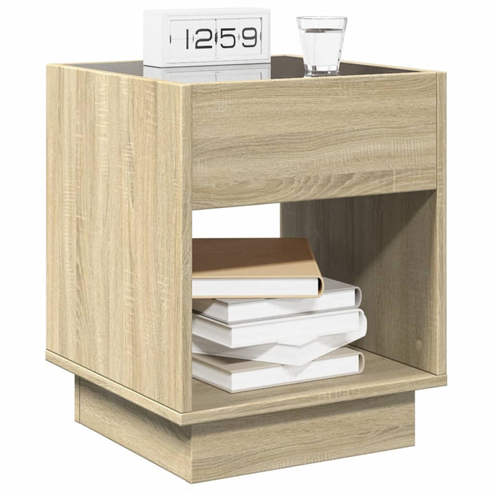 Bedside Table with Infinity LED Sonoma Oak 40x40x50 cm