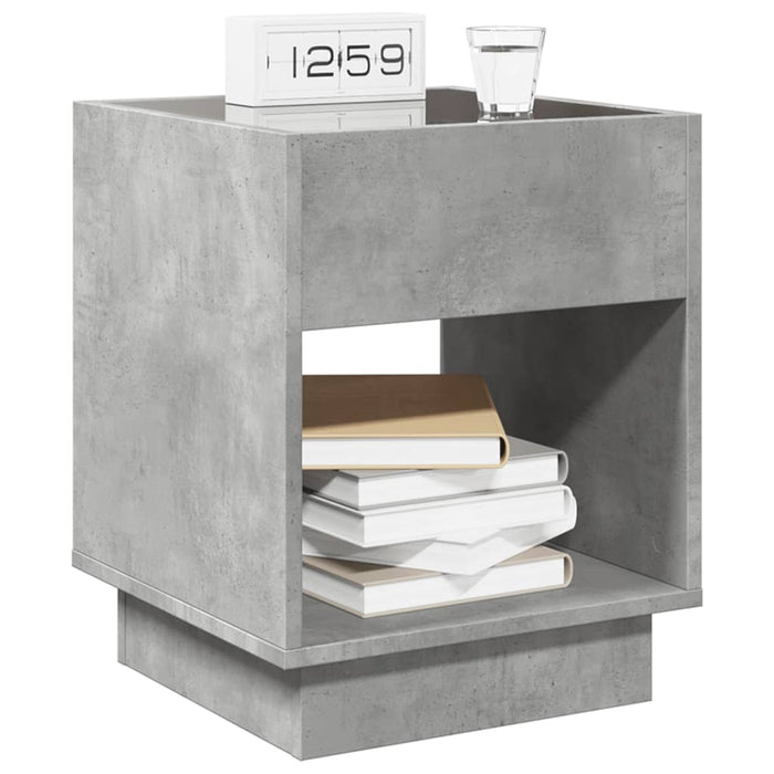 Bedside Table with Infinity LED Concrete Grey 40x40x50 cm