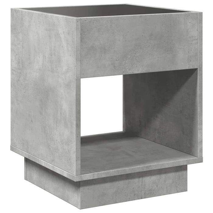 Bedside Table with Infinity LED Concrete Grey 40x40x50 cm