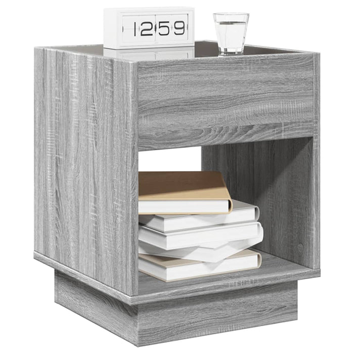 Bedside Table with Infinity LED Grey Sonoma 40x40x50 cm