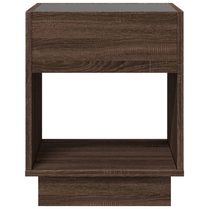 Bedside Table with Infinity LED Brown Oak 40x40x50 cm