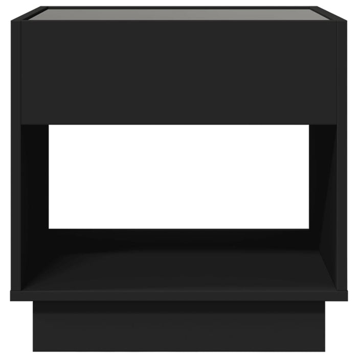 Bedside Table with Infinity LED Black 50x50x50 cm