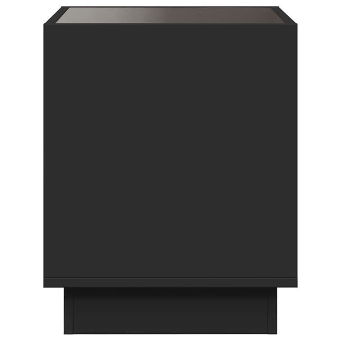 Bedside Table with Infinity LED Black 50x50x50 cm