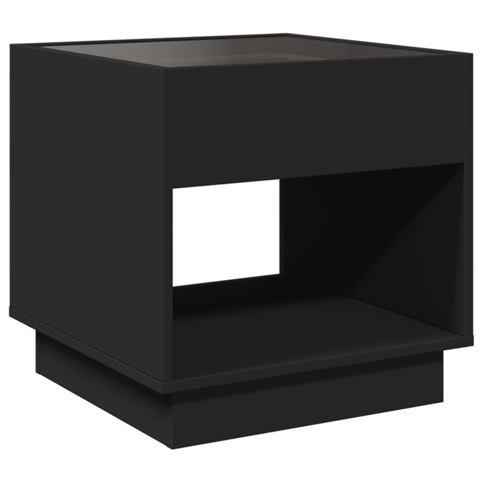 Bedside Table with Infinity LED Black 50x50x50 cm